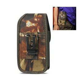 Newyorkcellphone Compatible with Consumer Cellular Iris Easy Flip - Heavy Duty Rugged Camo Vertical Case and Metal Clip on The back