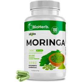 BioHerb. Moringa 100% Pura (180 Capsulas 500mg) - [Potente SuperFood] | Alta Concentracion de Vitamina C y Antioxidantes| Absorcion Potenciada | Maxima Eficacia | Calidad Suprema | Suministro Para 90 Dias |- Organic Moringa Powder - BioHerb. …