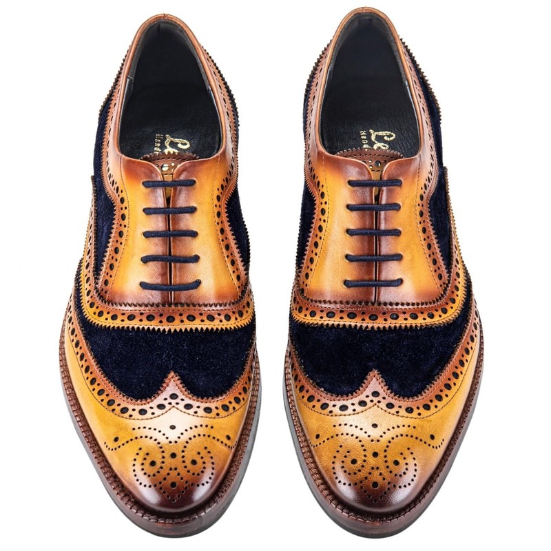 Lethato Wingtip Brogue Oxford - Navy Blue , Navy Blue
