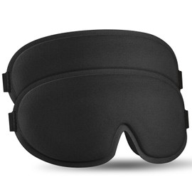 3D Contoured Sleep Mask, 2 Pack 100% Blackout Eye Mask for Women & Men, Adjustable Strap for Side Sleepers, Soft Breathable Blindfold for Travel, Night & Airplane, Eyelash Extensions Friendly (Black+Black)