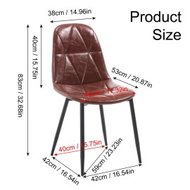 Firscook Modern Set of 4 Upholstered Faux Leather Dining Chairs, Metal Legs, High Back