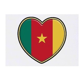'Cameroon Flag Heart' Temporary Tattoo - Water Resistant, Skin-Safe, Non-Toxic Transfer (TO00063165)