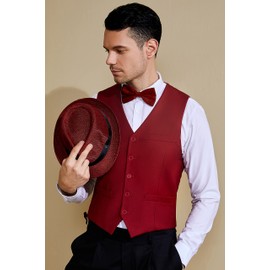 BABEYOND 1920s Mens Gatsby Gangster Vest Costume Accessories Set Fedora Hat