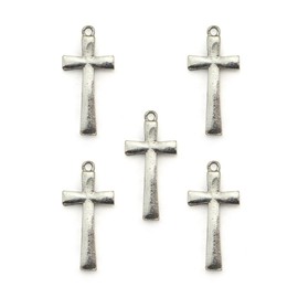 Hand Silver Colour Cross Pendant for Necklaces, Jewelry, Clothing, bags and accessories – Pack of 5