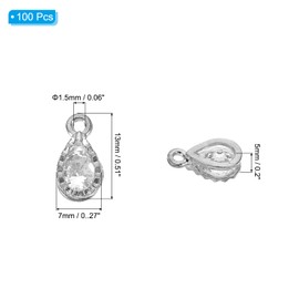 PATIKIL Jewelry Making Charm, 100 Pack Diamond Raindrop Pendants Bling Crystal Charm for DIY Necklace Bracelet Earring Crafts, Silver