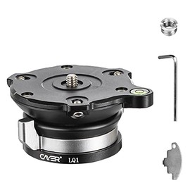 Cayer Tripod Leveling Head, 55mm Flat Base, 1/4" Screw, Leveling Base Compatible with DSLR, Mirrorless, Action Cameras, Tripods, Monopods, 17.6 lbs Load Capacity