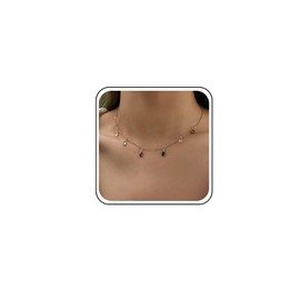 TseenYi Boho Colorful Teardrop Crystal Necklace Rhinestone Rainbow Necklace Multicolor Crystal Necklace Rainbow CZ Gemstone Necklace Gold Colored Stone Necklace Jewelry for Women and Girls