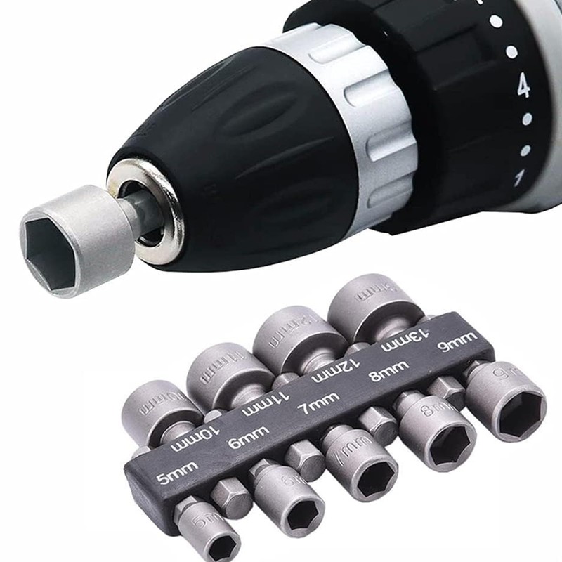 9 Piece Hex Shank Drill Bit Set, 5-13mm Magnetic Nut