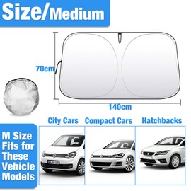 AEYAKA Sun Shade for Windscreen Car, Foldable Windscreen Sun Protection, UV Protection & Heat Protection, Reflective, Interior Cover for Saloon & SUV (M)