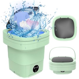 Portable Washing Machine, 16L Large Capacity Mini Washing Machine, Foldable Collapsible Washer for Travel, Socks, Baby Clothes (Green)