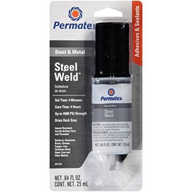 Permatex Steel & Aluminum Auto Epoxy 84109, 1 Oz, Grey, Two-Part Mix, Metal Compatible, Quick Cure, 10 Min Cure, Waterproof, High Viscosity