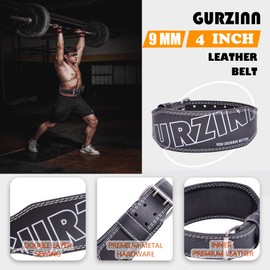 9mm Leather Fitness Weight Lifting Belt for Women&Men with 4 Inches Padded Lumbar Support for Power Lifting Workout & Squats Exercise