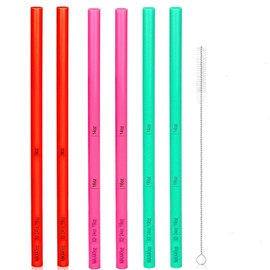 6pcs Replacement Straws, Reusable Silica Gel Straws with Cleaning Brush, Soft Silica Gel Tumbler Cup Straws Reusable,Tumbler Accessories (Colorful)﻿