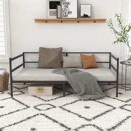 Giantex Metal Twin Daybed Frame, Day Bed w/Heavy-Duty 16 Slats Support & 11" Storage Clearance, Space Saving Sofa Bed for Living Room, Guest Room, Easy Assembly, No Box Spring Need, Black