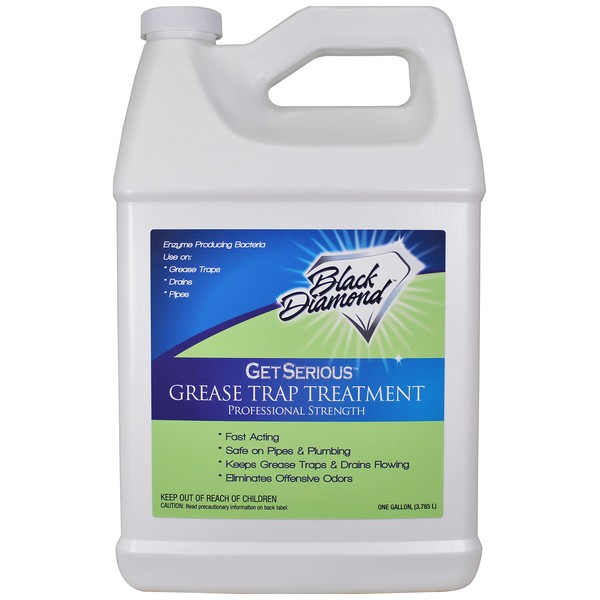 Black Diamond Stoneworks GET SERIOUS Grease Trap Treatment. Commercial Enzyme Drain Opener, Odor Control, Enzyme for Grease Trap Cleaner, and Maintenance. Eliminates Build-Up, Odor, and drain grease.