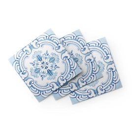 30 Pack, 4x4 Inch Classic Portuguese Azulejo Tile Decals, Blue and White Peel and Stick Vinyl for Backsplash, Stairs & Furniture (Light Blue)