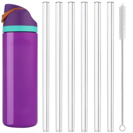 6 PCS Replacement Straws for Owala FreeSip 24 oz 32oz Water Bottle, Replacement Reusable Plastic Straws with Cleaning Brush for Owala Cup 32 oz Plastic Straw Travel Sports Cup Accessories, Clear