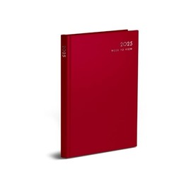 2025 A5 Premium Week To View Diary Hardback Cover Appointment & Ribbon Marker, Full Year Planner, Organizer for Business, Office, Home, Traveling, Organization (Burgundy)