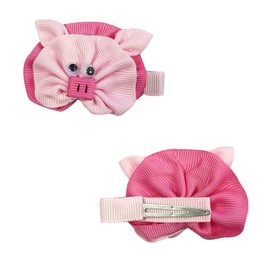 Wrapables Duck, Turkey, Elephant, Pig Ribbon Sculpture Hair Clips Set