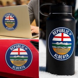 5 PCS Republic of Alberta Flag Sticker, 3x3 In Canadian Albertan Province Decal, Large Banner Decor For Car Bumper Window Laptop (3" x 3" Blue)