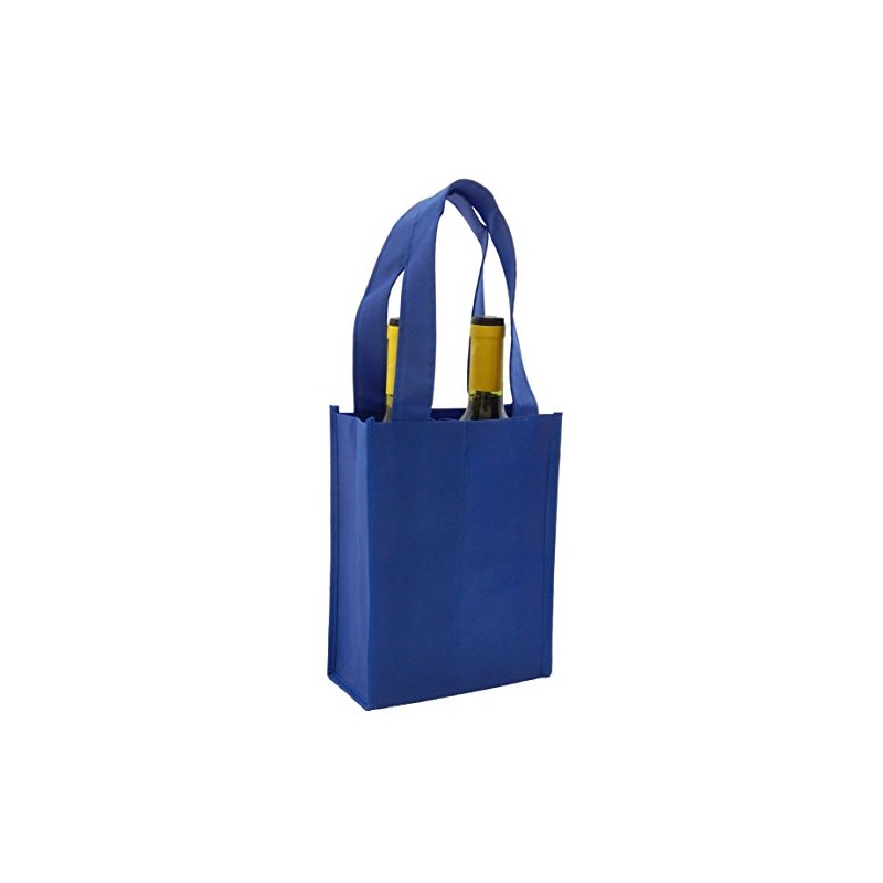 CYMA Reusable 2 Bottle Wine Tote- 4 Pack (Royal Blue)
