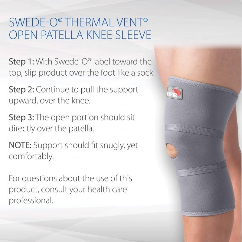 Swede-O Thermal Vent Open Patella Knee Sleeve - Small