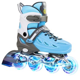 SUPER YOUNGSTER Adjustable Inline Skates for Boys Girls Ages 4-12 with Light Up Wheels, Roller Skates Blades for Youth Kids Indoor & Outdoor Beginners
