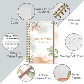 Bible Study Journal – Church Notes Notebook – Note Taking & Journaling Kit, 5.8" x 8.5", Rose Leaf
