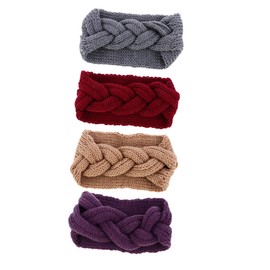 Healeved 4pcs Knitted Sports Headbands with Buttons Winter Ear Warmers for Women Comfortable Knit Wraps for Outdoor Activities Adjustable and Stylish Random Color