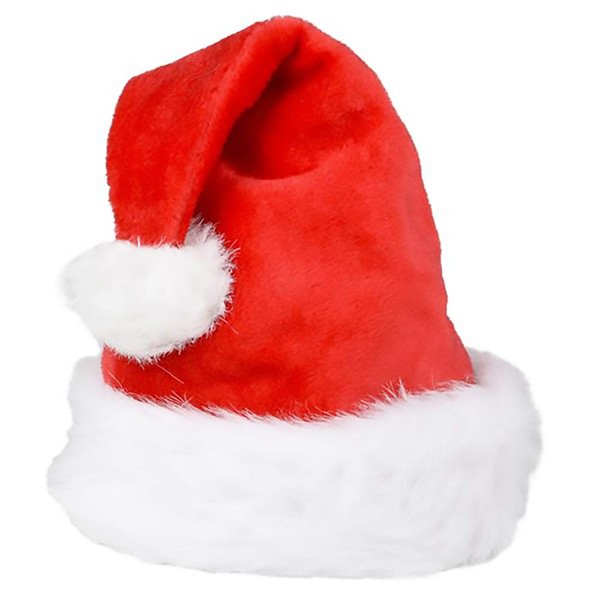 Red Christmas Santa Hat, Soft Plush, Xmas Hat for Unisex Adults, New Year Festive Party (Red)