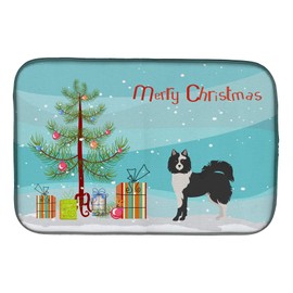 Caroline's Treasures CK3452DDM Black and White Elo dog Christmas Tree Dish Drying Mat Absorbent Dish Drying Mat Pad for Kitchen Counter Dish Drainer Mat for Countertop, 14 x 21", Multicolor