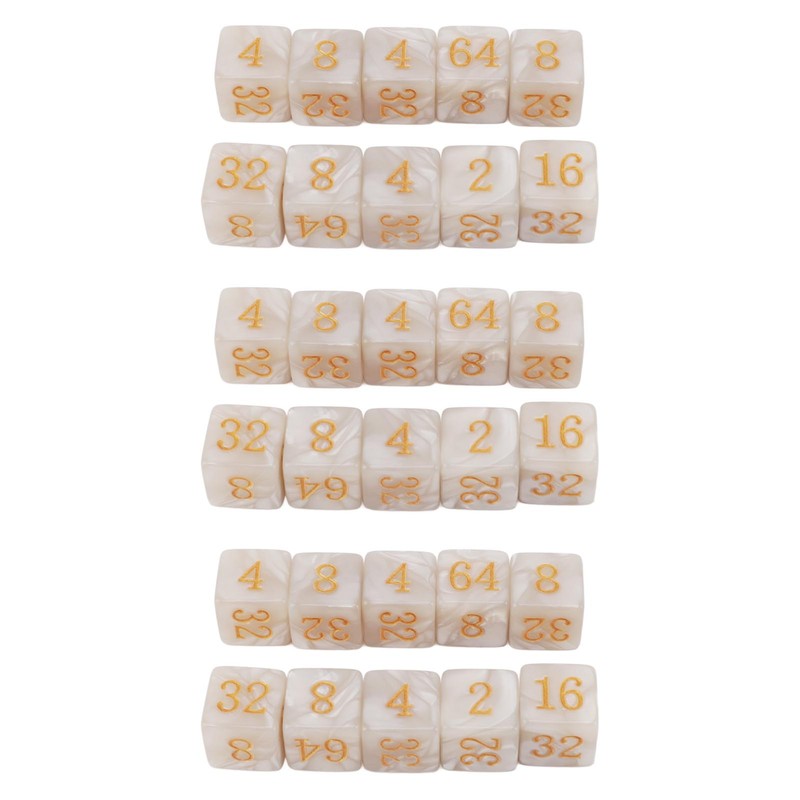 30PCS Number Dice Six Sided Multiples of 2 Number Plastic