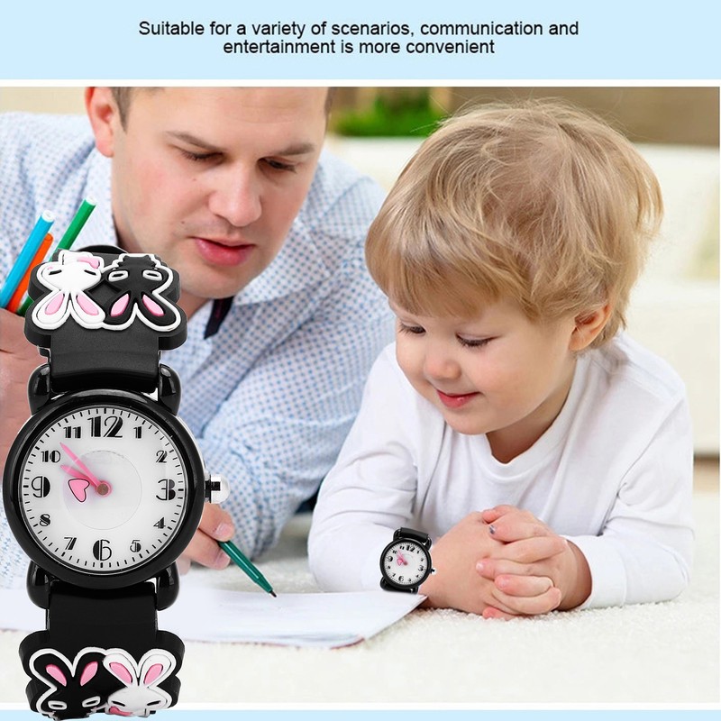 Quartz Watch Rabbit Cartoon 3ATM Waterproof Silicone Strap Lovely for