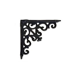4 Pack Heavy Duty and Thick Cast Iron Victorian Shelf Bracket, Antique Black, Small 5x1x 5 inches, L-Shaped Shelf Bracket, DIY Projects, Hardware Included, JS-90-061 by North American Country Home