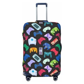 DOINBEE Kids Video Game Luggage Covers Colorful Gaming Gamer on Black Suitcase Covers for Luggage, Fun Gaming Gifts for Girls Boys, Elastic Print Baggage Case Suitcase Protector Fits 29-32 Inch