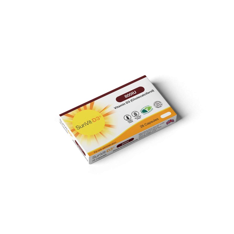 SunVit-D3 Vitamin D 800IU Capsules - Vitamin D3 Cholecalciferol Capsules