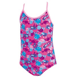 Zoggs Girl's Miss Zoggy Fly Back Swimming Costume - Pink/Multicoloured, 20 Inch Chest