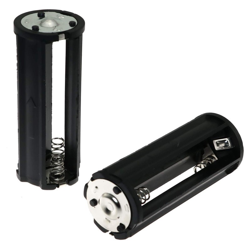E-outstanding AAA Battery Holder 2PCS Black Cylindrical 3x1.5V AAA Plastic