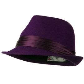 Fedora with Pleated Satin Band - Purple OSFM
