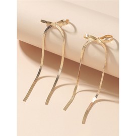 Gold Silver Bow Earrings for Women Long Bow Dangle Earrings Classic Ribbon Bow Stud Earrings Christmas Pearl Bow Earrings Bow Jewelry for Women (Gold A)