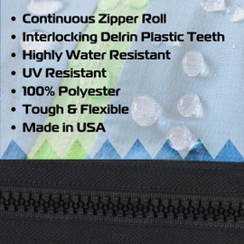 EZ-Xtend #8 Lenzip Chain Vislon Zipper by The Yard with Metal Locking Double Sliders. Bags, Boat Cushions, Boat Covers, Back Packs, Sewing Projects, Replacement Zipper(5 Yds + 4 Sliders)