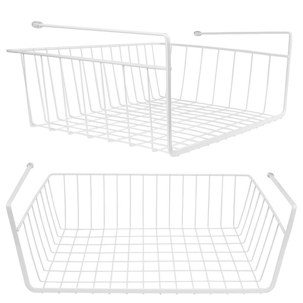 Tebery Lawei Set of 2 Shelf Hanging Baskets, Metal Hanging Basket, Cupboard Basket, Shelf for Hanging, Kitchen Cabinet, Wardrobe, Undershelf, Storage Basket for Kitchen, Office, Cabinet, Bathroom -