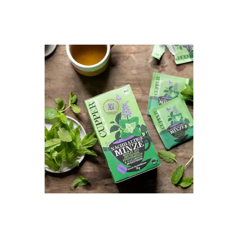 Cupper Organic Herbal Tea Sustainable Mint, Liquorice Free, 20 Unbleached