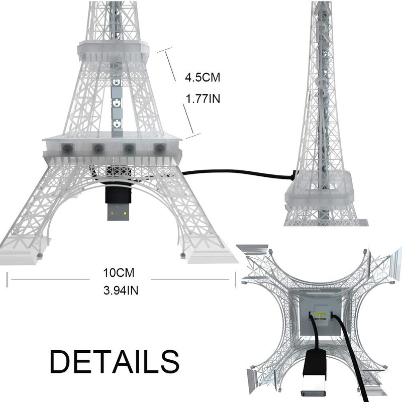 BTF-LIGHTING USB 5V Romantic Eiffel Tower Built-in Colour Changing Night