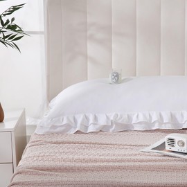 Bedbay White Body Pillow Covers,20x54 Inch Long Pillow for Bed,Shabby Chic Ruffle Pillow Shams,Ultra Soft Microfiber Boho Body Pillow Pillowcase,French Country Decorative Bed Pillow Sham 1 Pack