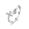 Starchenie Cross Initial Ring for Women 925 Sterling Silver Letter