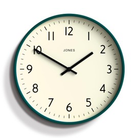JONES CLOCKS® Studio Round Wall Clock - Round Clock - Modern Clock - Designer Clock - Kitchen Clock - Living Room Clock - Office Clock - Easy to Read Dial - Contemporary Design - Eden Green