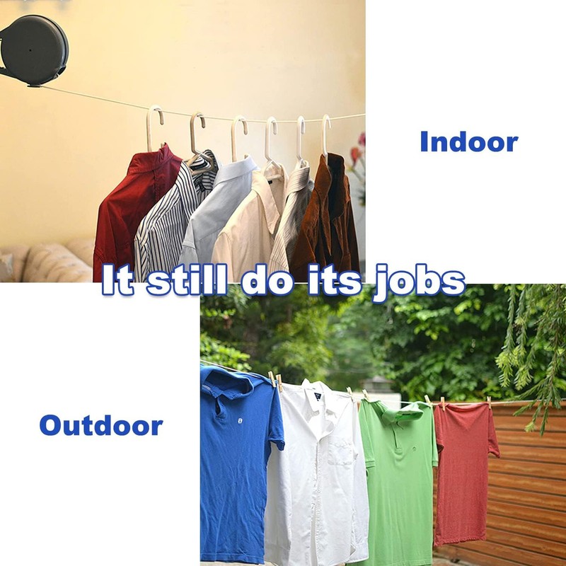 Loriketty Retractable Wall Mount Clothesline - 15 Meters Outdoor Indoor