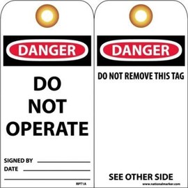 National Marker RPT1AG "Danger DO NOT Operate" Lable, Black, Red, White, (Pack of 25)