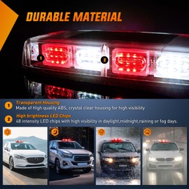 Nilight 12 Inch Roof Top Strobe Lights, 48LED Hazard Light Emergency Safety Warning LED Flashing Light Bar Magnetic Mount, 12V-24V Cars Trucks Tractors Snow Plows Construction